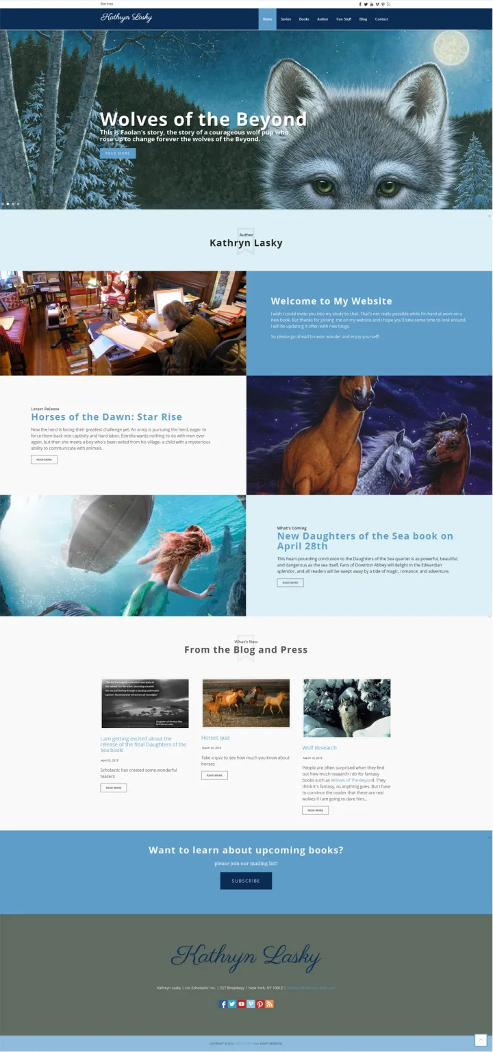 Kathryn Lasky website screenshot