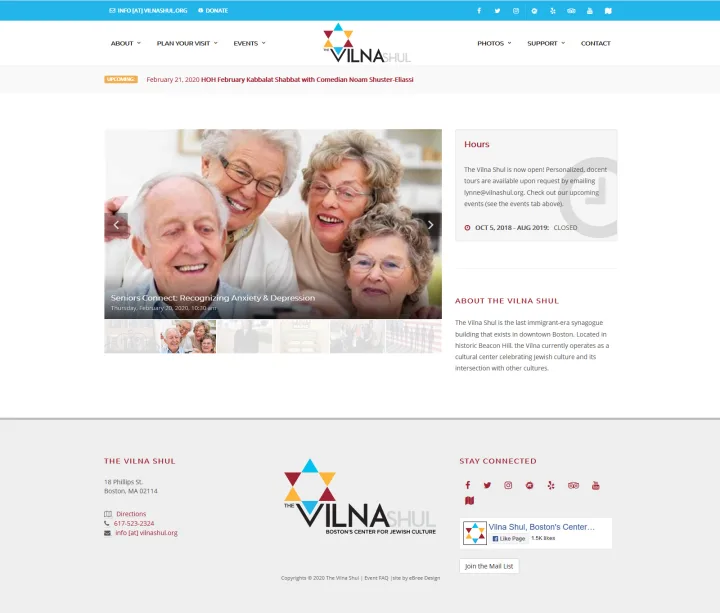 Vilna Shul website screenshot